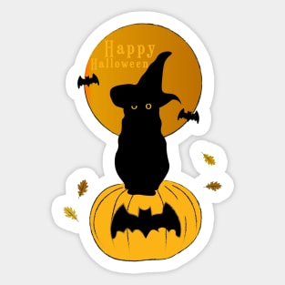 Black Cat and Halloween Sticker